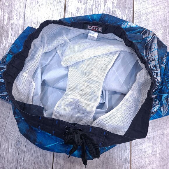 MMA Elite Board Shorts Mens Large Blue Y2K Pull On Swim Surf Beach Lined Trunks - Picture 6 of 6